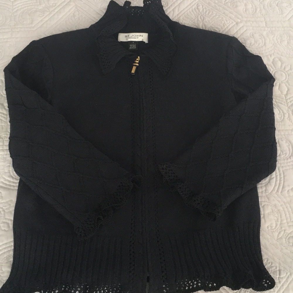 ST JOHN LEGACY Santana Knit Ruffle Cardigan